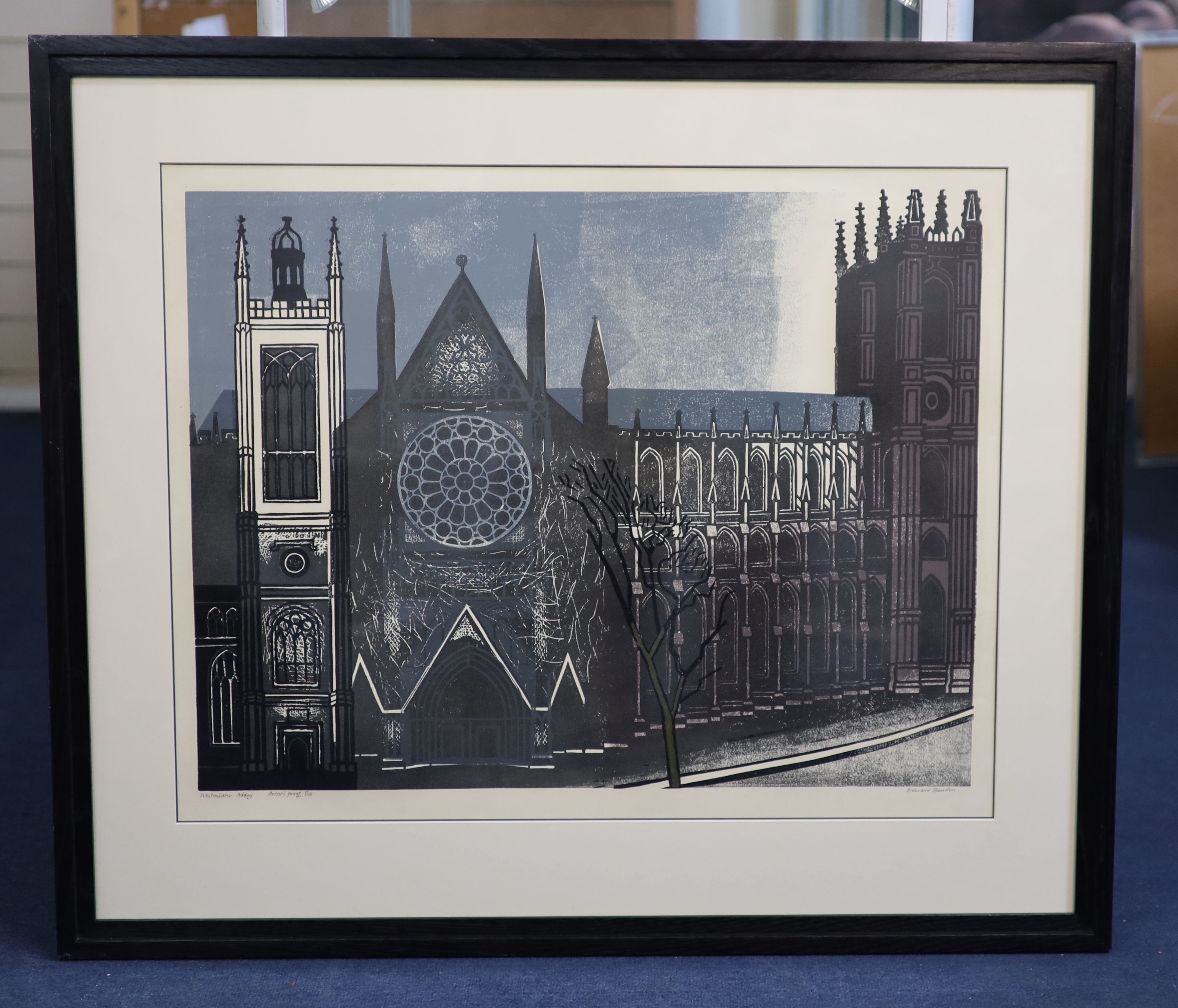Edward Bawden RA (1903-1989), Westminster Abbey, linocut printed in colours, 56 x 71cm